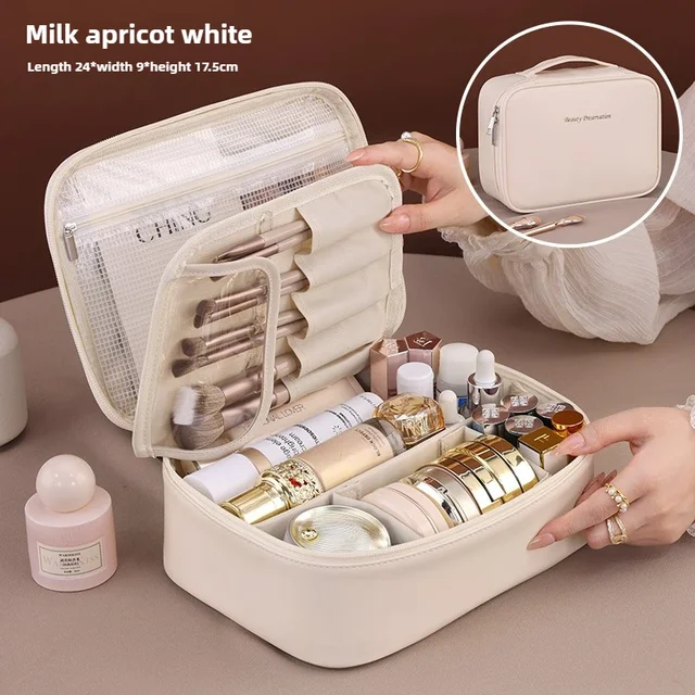 Nouveau sac à cosmétiques pour femmes, sac de rangement Portable, sac de maquillage de luxe de grande capacité, organisateur de voyage, sacs de toilette essentiels 1