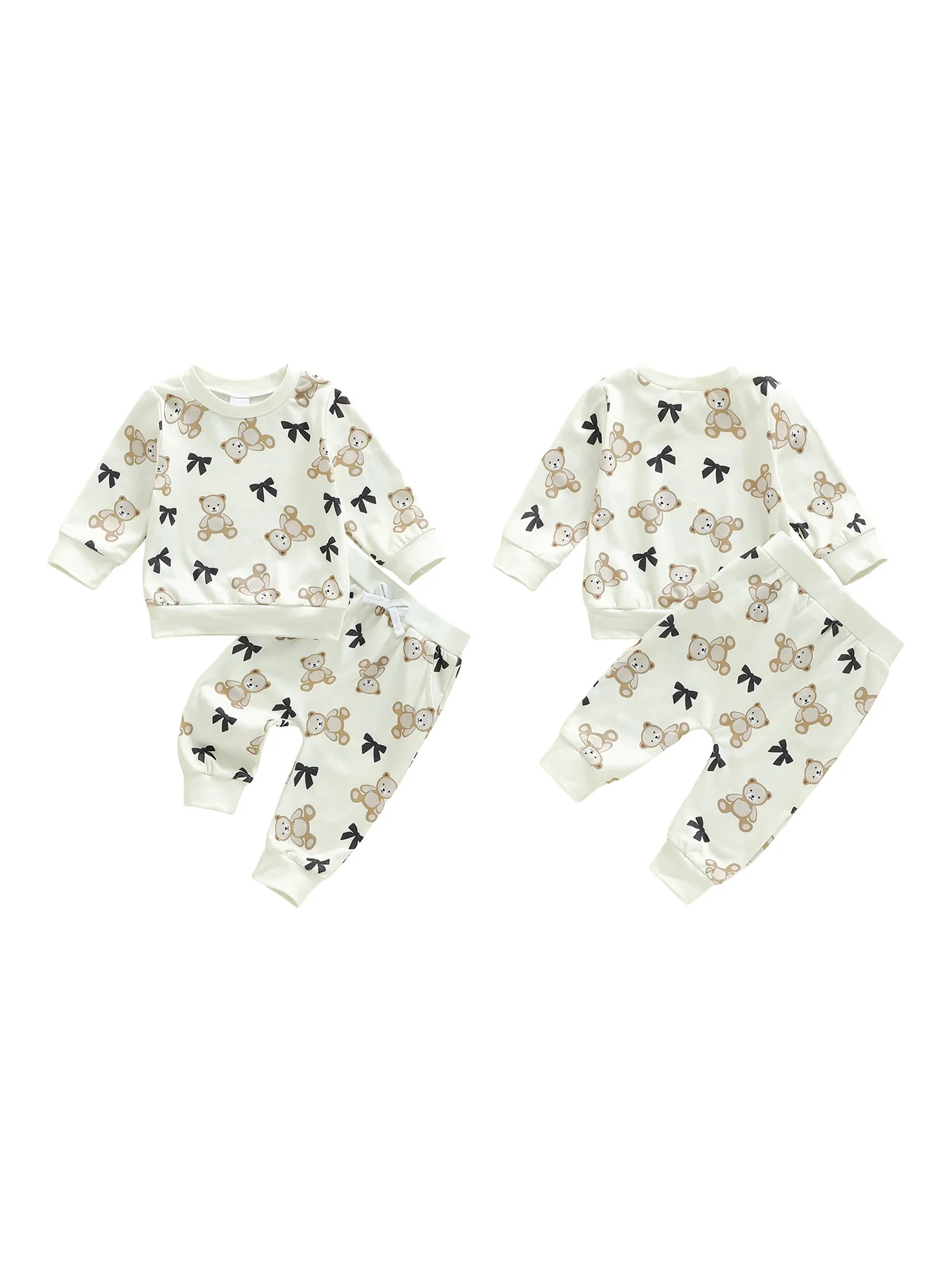 Adorable Infant Autumn Ensemble with Cute Bear Design Matching Sweatshirt and Pants for a Cozy 2-Piece Set