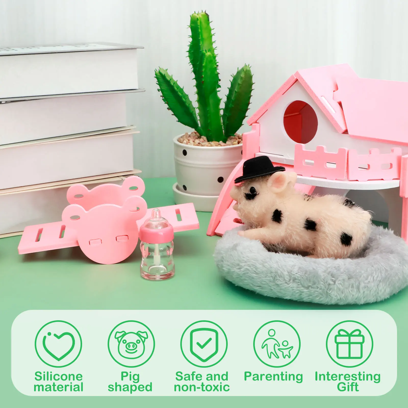 Littleduckling Soft Silicone Pig Doll Toy Simulation Mini Silicone Piglet  Doll Baby Pig Full Silicone Body Presents Piglet Doll for Kids and Children