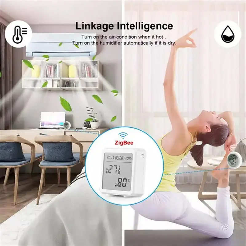 

Tuya Smart Temperature And Humidity Sensor Indoor Hygrometer Thermometer With LCD Display Support Alexa Assistant