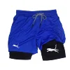 Men's Fitness Two-in-one Shorts Double-layer Beach Pants Trendy Printed Sports Shorts Outdoor Training Running Shorts M-3XL 4