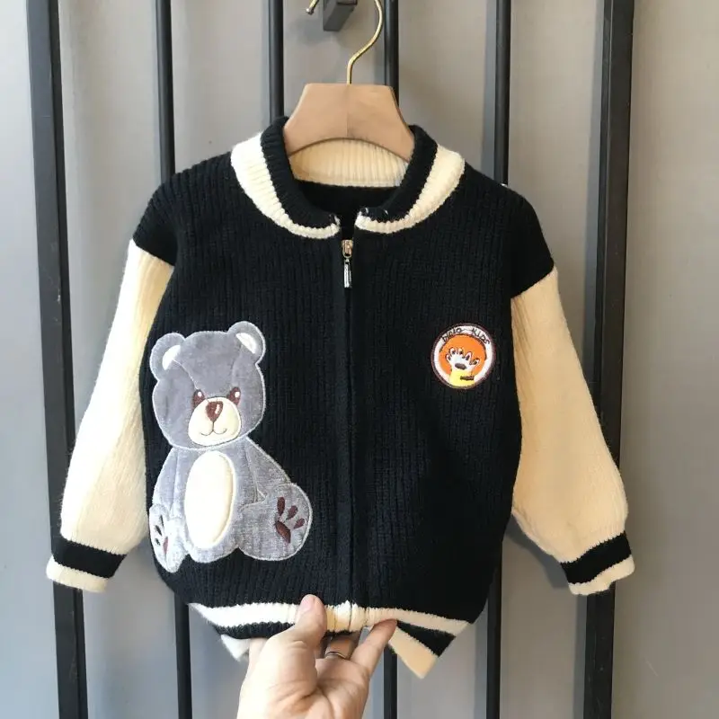 

Children's Clothing Boys Autumn Clothing Knitwear Baseball Jacket Autumn and Winter 2022 New Sweater