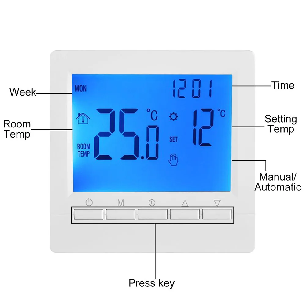 

Thermostat Programmable Digital Room Temperature Controller LCD Room Heating Home Intelligent Underfloor Heating Controller