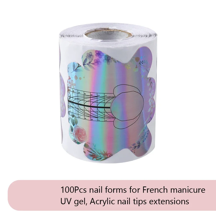 100Pcs Self-Adhesive Nail Extension Forms for French Tips and UV Gel Building