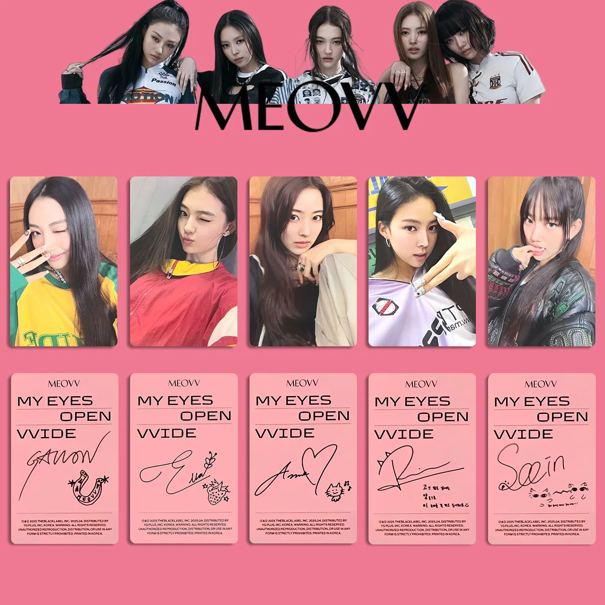 5Pcs KPOP MEOVV Photocards MY EYES OPEN VVIDE Album Postcard SOOIN