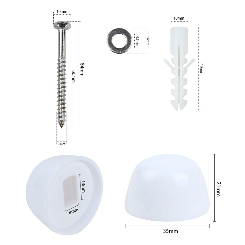 2set Long Screws With Wall Plugs Accessories Toilet Pans Bidet Fixing Kit Set Washers With End Cap for Concrete Floors Parts