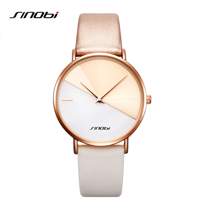 

SINOBI Brand Watches for Woman Fashion Design Ladies Quartz Wristwatches Leather Strap Female Gifts Clock Creative Style SK