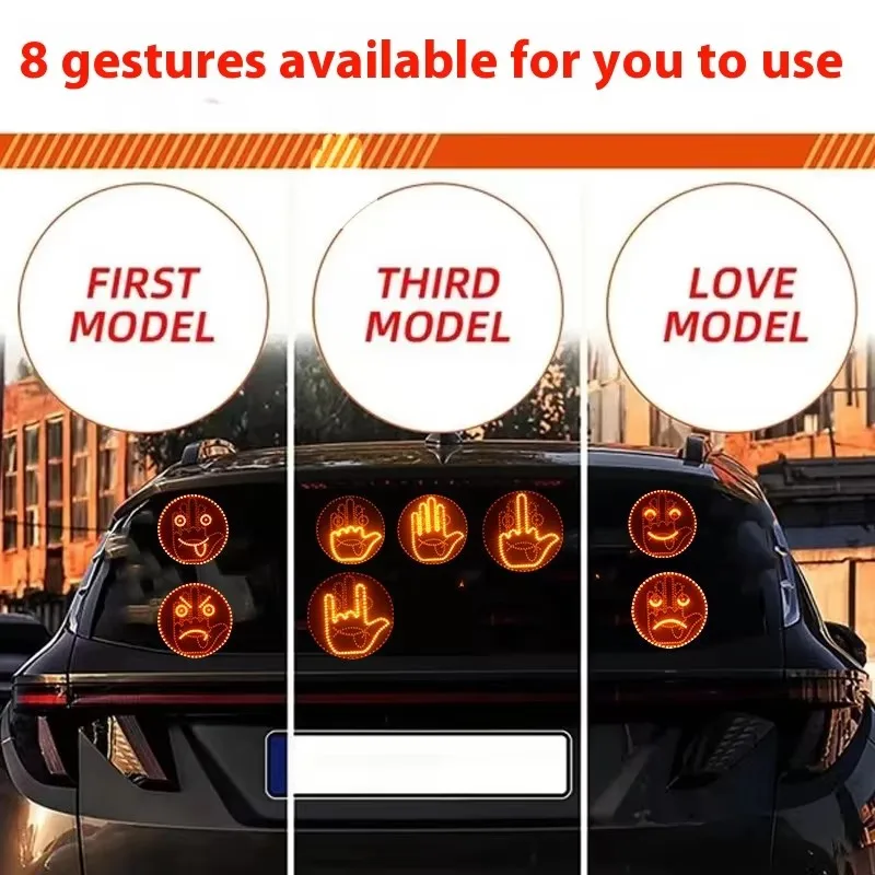 Luci LED A Gesti Per Auto - Telecomando, 14 Espressioni, Luce Dito Sorridente - Foto 4