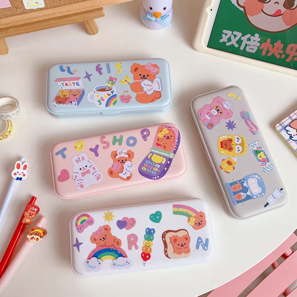 Creative Stationery Box Large Capacity Simple And Transparent Matte Pencil Box Student Plastic Pencil Office Stationery