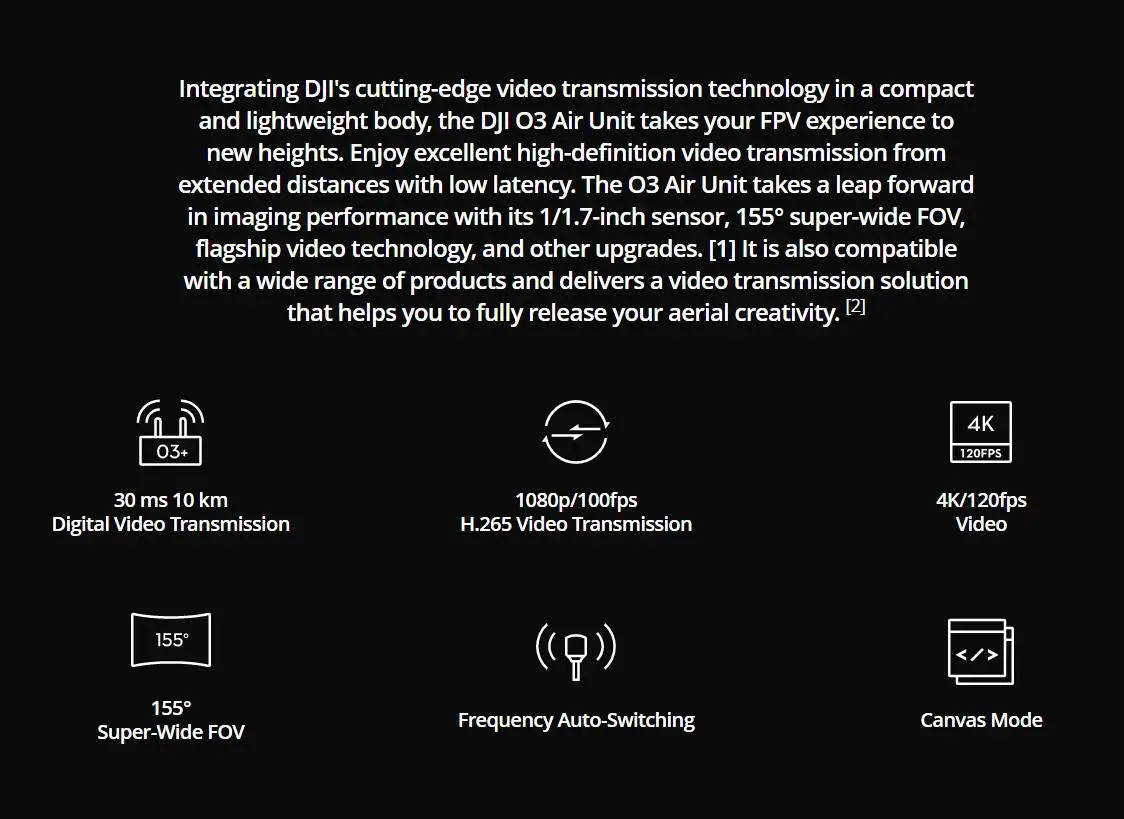Description Picture 3 of itemDJI O3 Air Unit FPV Drone Digital Transmission System 10km Max Range 1080p/100fps H.265 Video Transmission for FPV Goggles V2