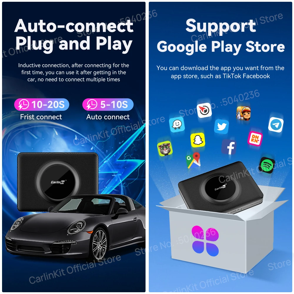 Qualcomm SDM450 CarlinKit CarPlay Ai Box 3-In-1  ȵ̵ ڵ TV ڽ  CarPlay  Snapdragon CPU 64G  CarPlay ڵ 