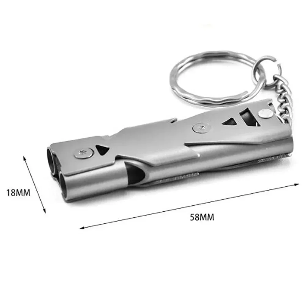 Double Pipe Whistle Pendant Keychain High Decibel Portable Outdoor Survival Emergency Camping Tool Multifunction 1PC 6