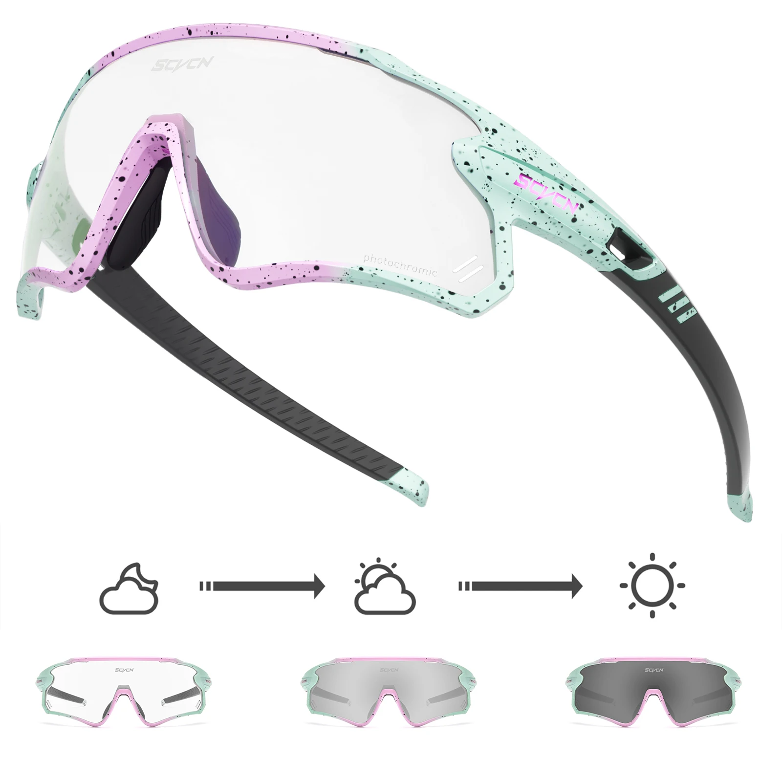 

New SCVCN Photochromic Sunglasses for MTB Road Cycling Glasses Speed Men Women Sports Running Goggles UV400 Bike Bicycle Eyewear