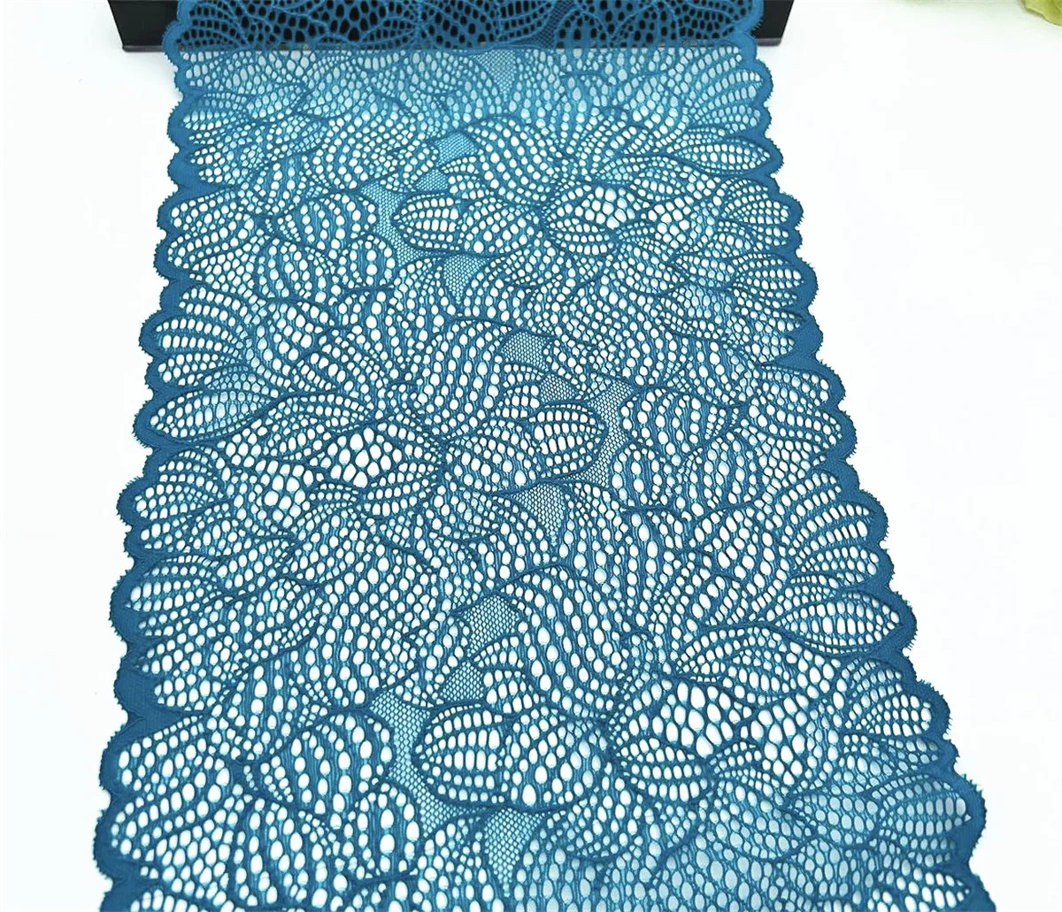 3y/lot Width 22cm Teal Blue Elastic Stretch Lace Trim 5