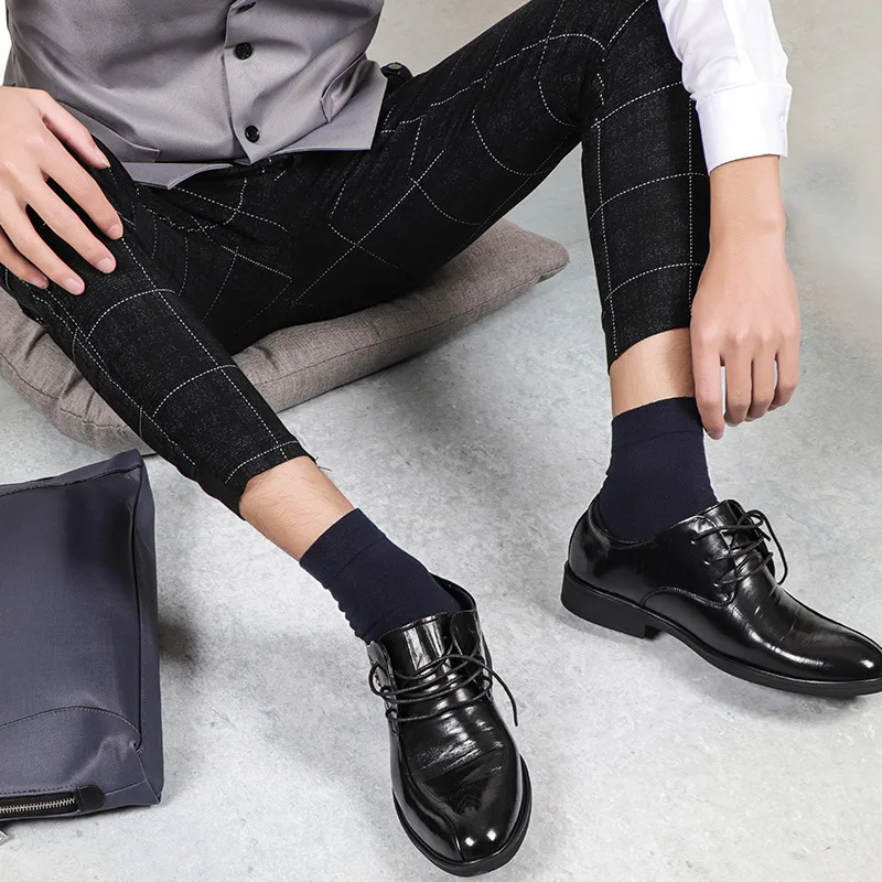 Men's Socks 5 Pairs / Lot Black White Gray Business Casual Sock Crew Soft Calcetines Breathable Spring Summer for Male_voghion.com
