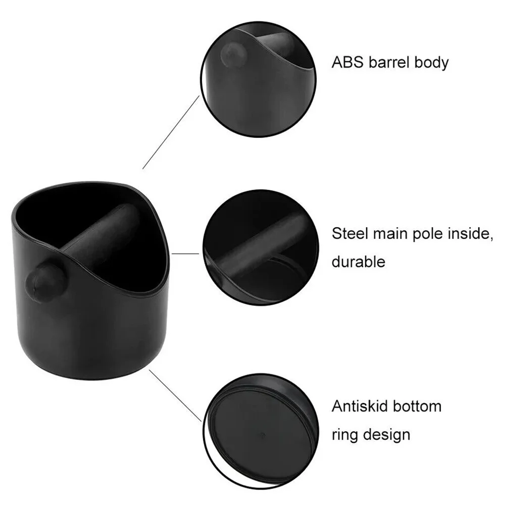 Espresso Knock Box Shock-Absorbent Coffee Knock Box Anti-slip Espresso Dump Bin For Coffee Grounds with Removable Knock Bar Grind Waste Bin