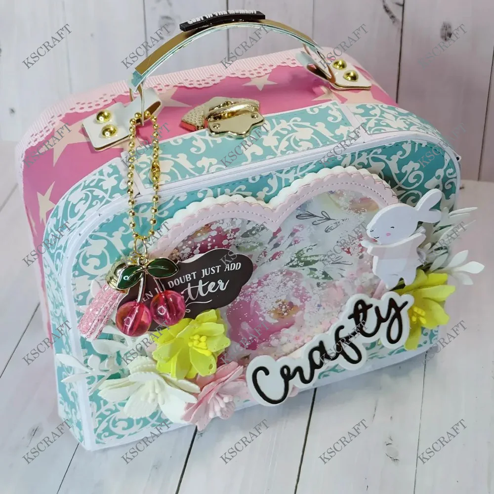 KSCRAFT 3D 가방 상자 절단 다이 스텐실 DIY Scrapbooking 장식 엠보싱 DIY 종이 카드