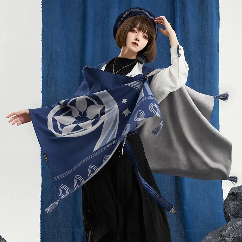 Game Genshin Impact Wanderer Cosplay Scarf Balladeer Scarves Blue Cape Halloween Party Birthday Gifts For Men Women 70x180cm