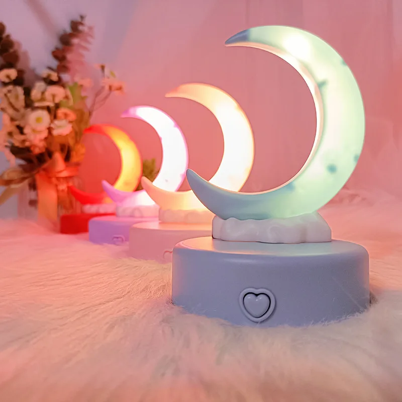 

Creative Romantic Crescent Moon Night Light LED Bedside Decorative Table Lamp Living Room Luminous Toy Decorations Birthday Gift