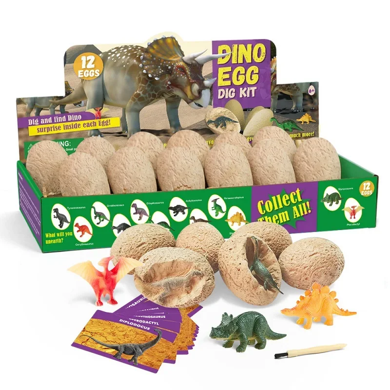 12PCS  Archeological  Dig Up Dinosaur Egg Fossil Excavation Toy Kid Scientific Mining DIY Dino Egg Multiplayer Party Favors Toys 2