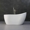 Contemporary White 54" Acrylic Freestanding Bathtub Soaking Tub with Brushed Nickel Overflow Non-Slip Design High Quality 3