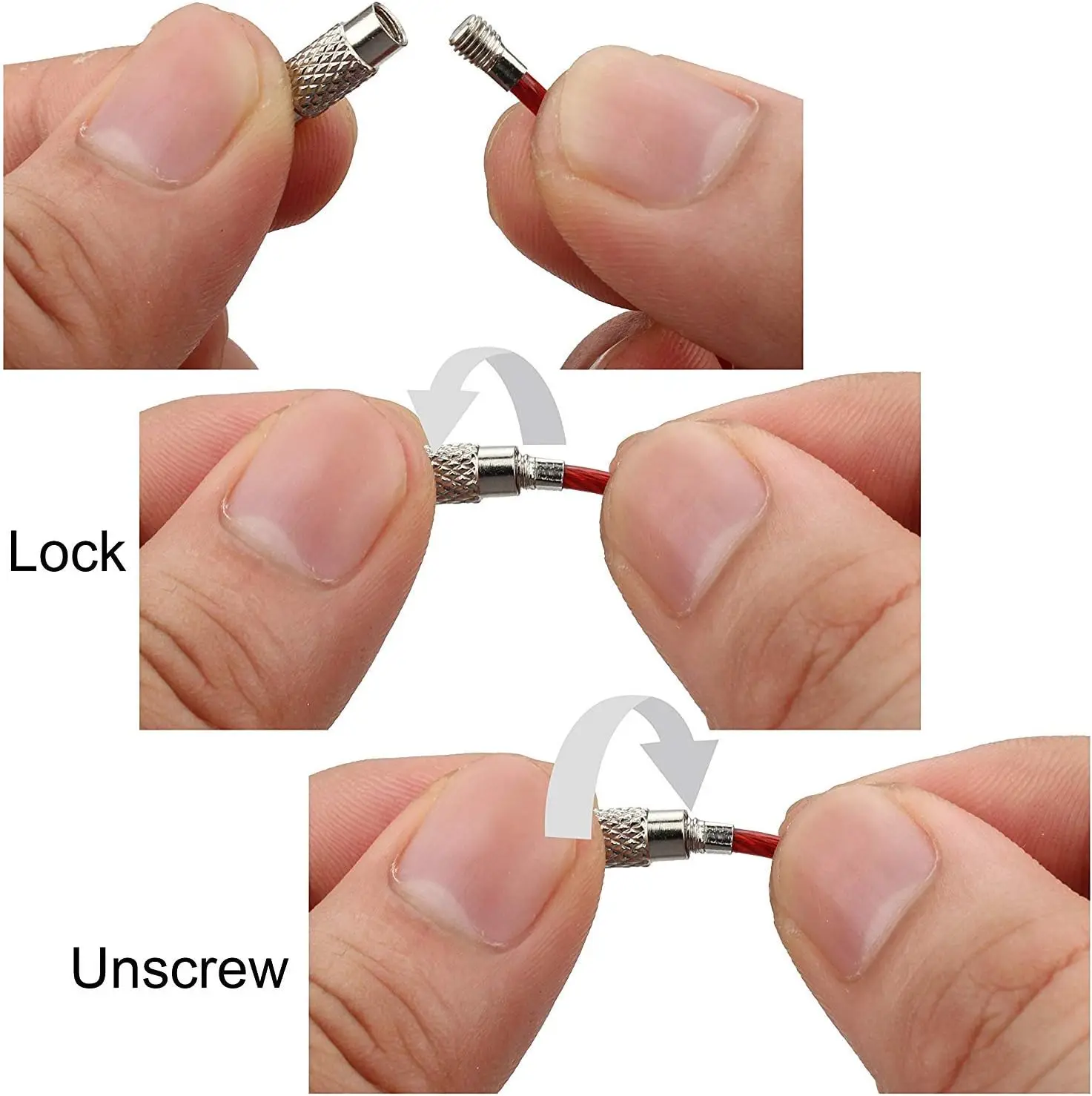 Stainless Steel Wire Keychain Ring Key Keyring Circle Rope Cable Loop Outdoor Camp Luggage Tag Screw Lock Gadget 10-100pcs metal keychain