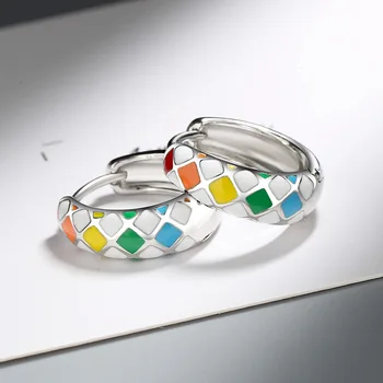 925 Sterling Silver Lattice Small Ring Earrings For Women Elegant Luxury Fine Jewelry Wholesale  Promotions