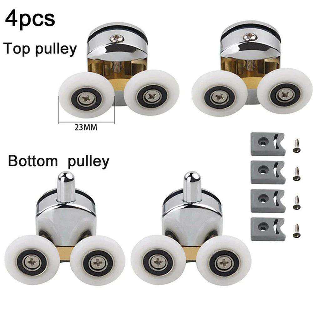 4pcs Shower Door Rollers Runners Wheels 23mm Double Cabins Pulley Glass Bathroom Sliding Accessories