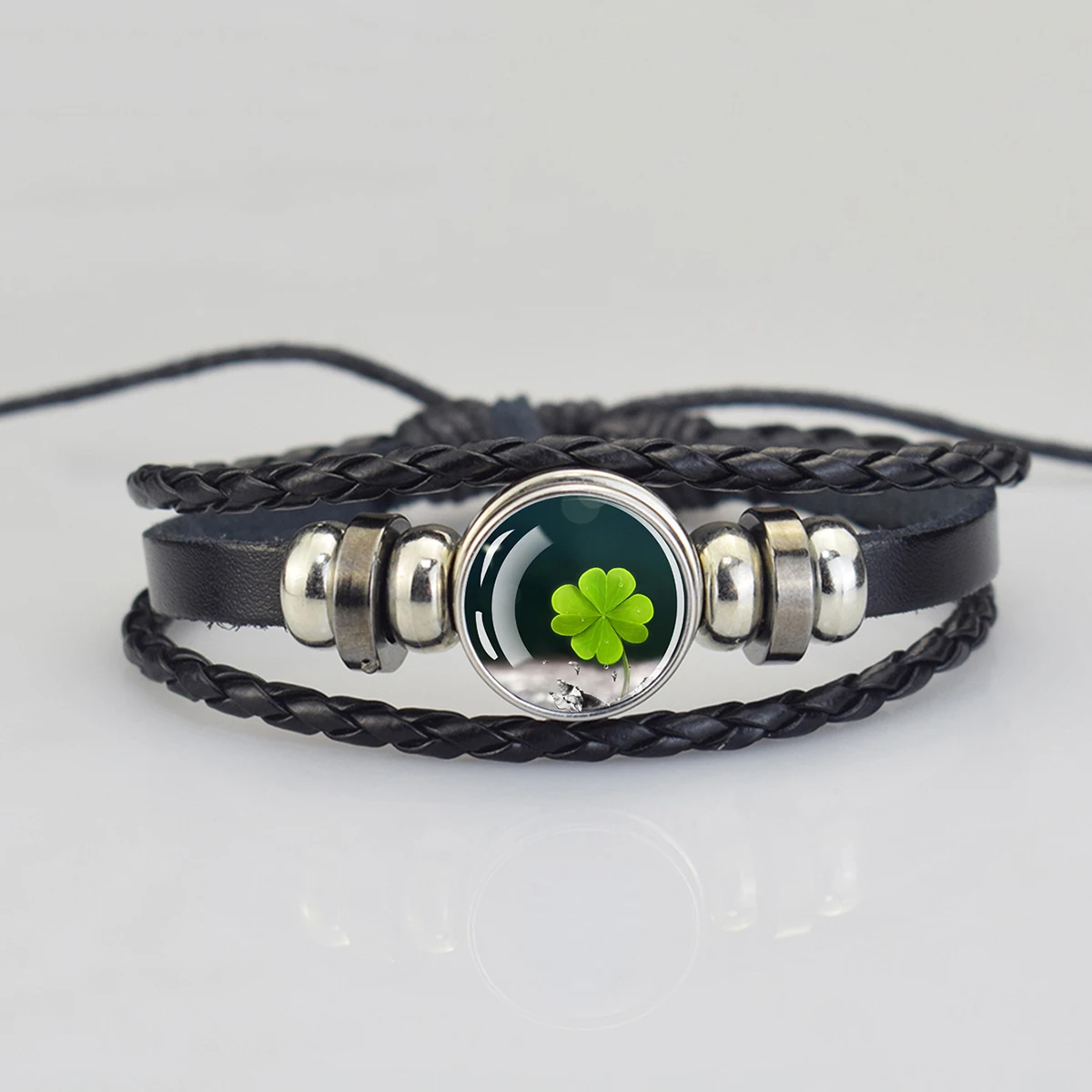 Bracciale Quadrifoglio Portafortuna Con Cristalli | Regolabile In 4 Colori | Gioiello Donna E Ragazza