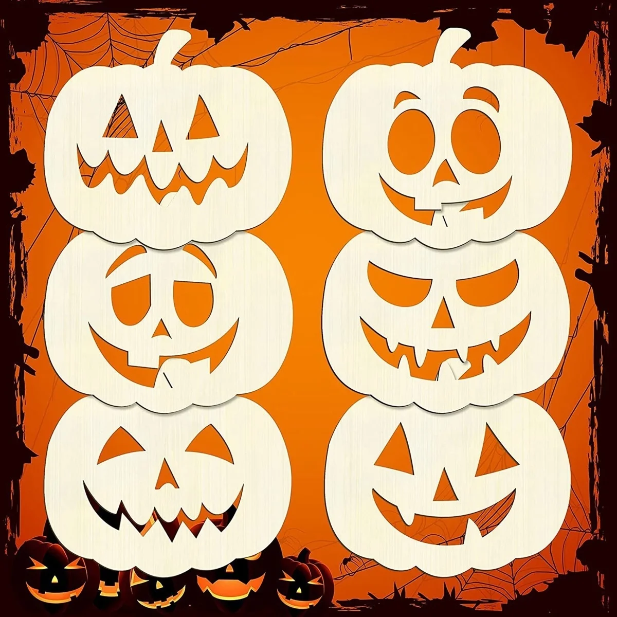 10Pcs Wooden Scary Hanging Crafts Egg Face Ornament For Happy Halloween Party Home Decorations Kids DIY Painting Gifts Supply