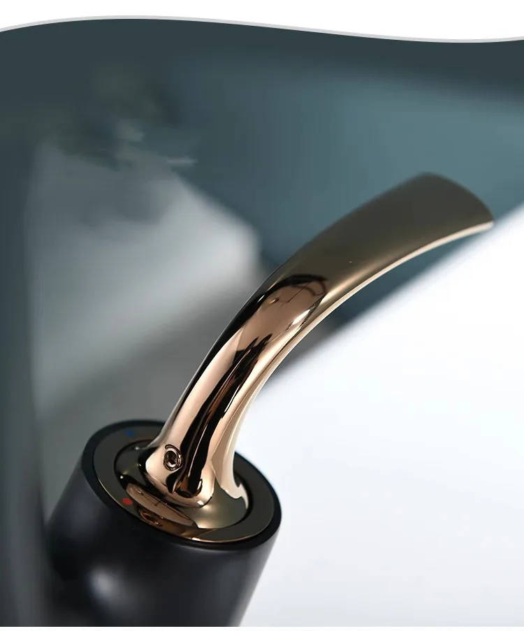 New Arrival Basin Faucet Hot and Cold Bathroom Single Lever Brass Black Rose Gold Rotation Sink Mixer Tap Decked