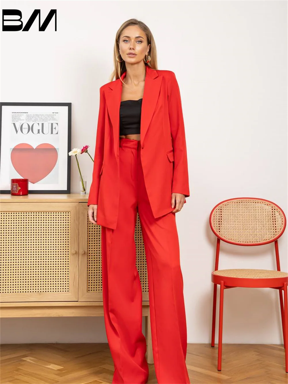 BRLMALL Women Suits 2 Piece Elegant Red Office Suit Women Pant Suits Formal Occasions 2024 Business Suits Wedding Guest Suits
