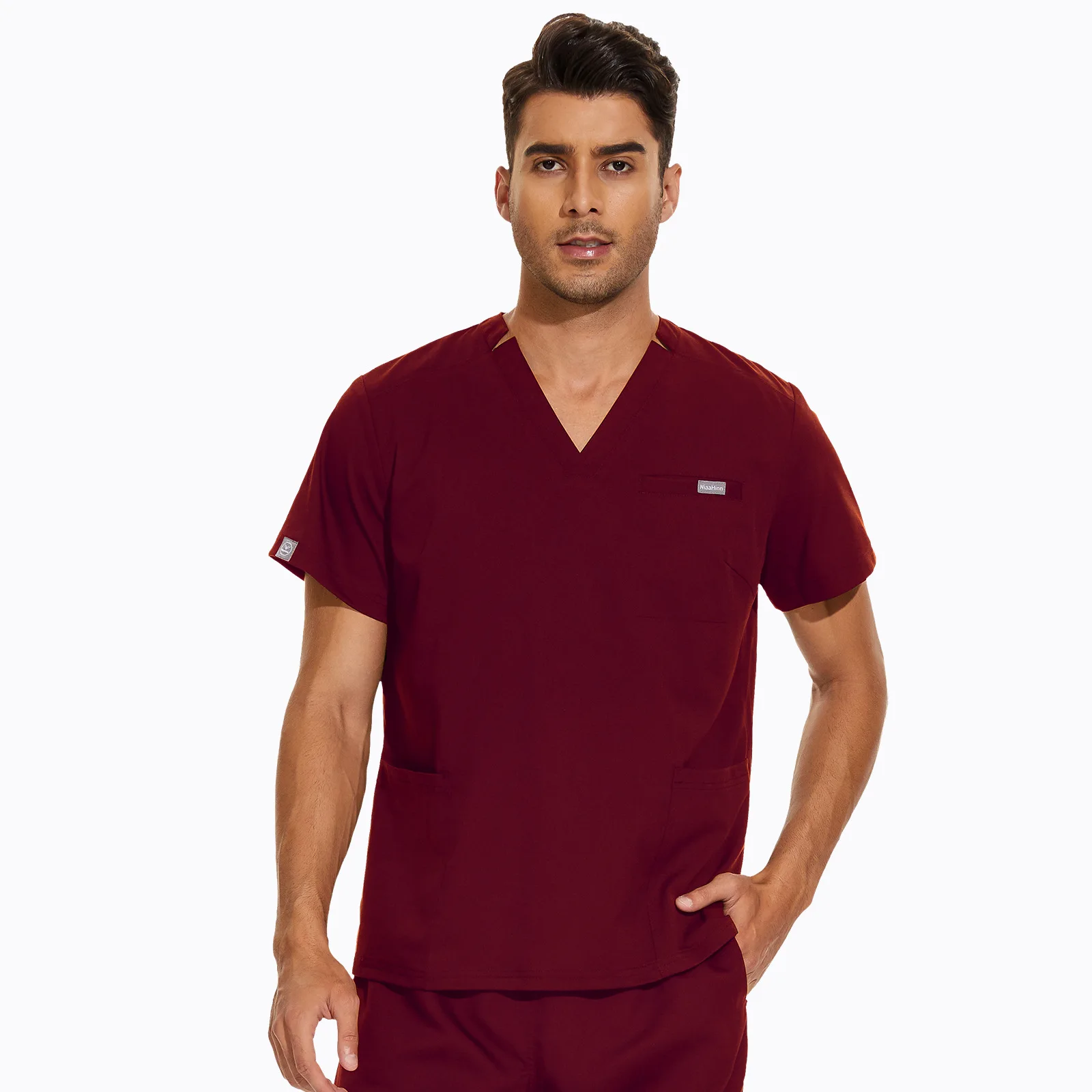Big size V-neck nurse uniform women short sleeved Scrub set unisex doctor work clothes Clinic dental Beauty Salon Surgical suit