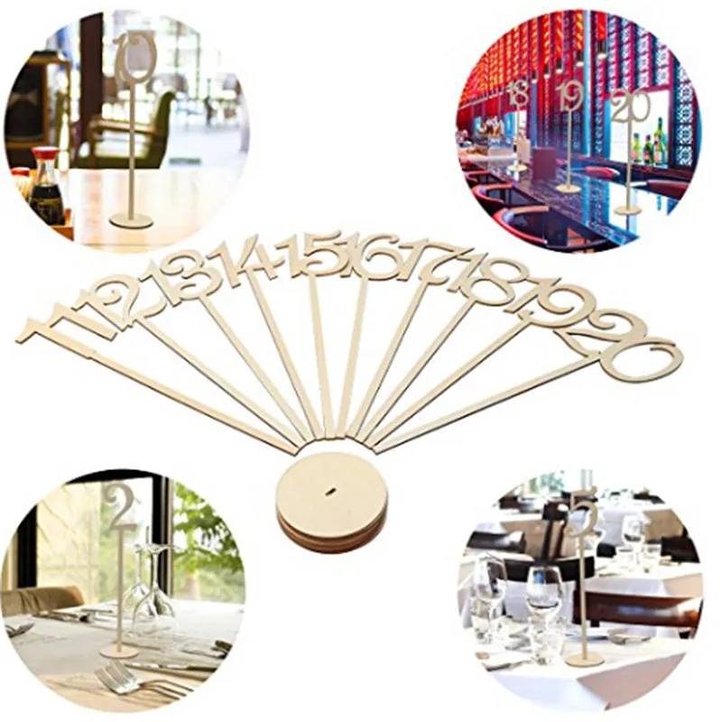 10pcs/pack Hot Style Wooden Wedding Supplies Wedding Place Holder Table Number Figure Card Digital Seat Decoration Birthday Tool wedding place cards,party decoration
