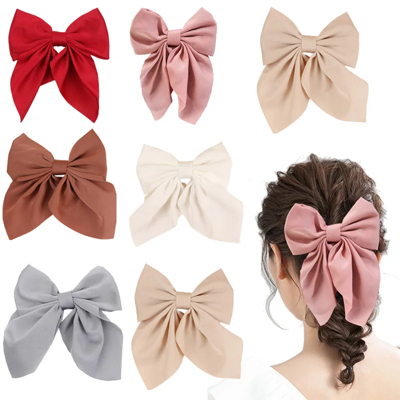 

New Sweet Bows Hairpins Women Satin Bowknot Hair Clips Big Butterfly Barrettes Duckbill Clip Headwear Girls Hair Accessories