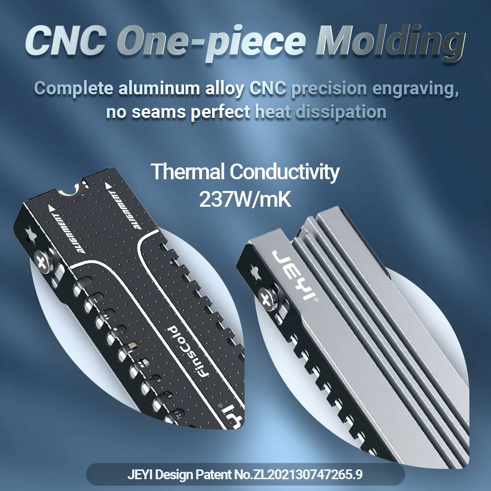 SSD Heatsink JEYI M.2 2280 NVME NGFF Cooling Full Aluminum with Thermal Silicone Pad for Motherboard / PS5