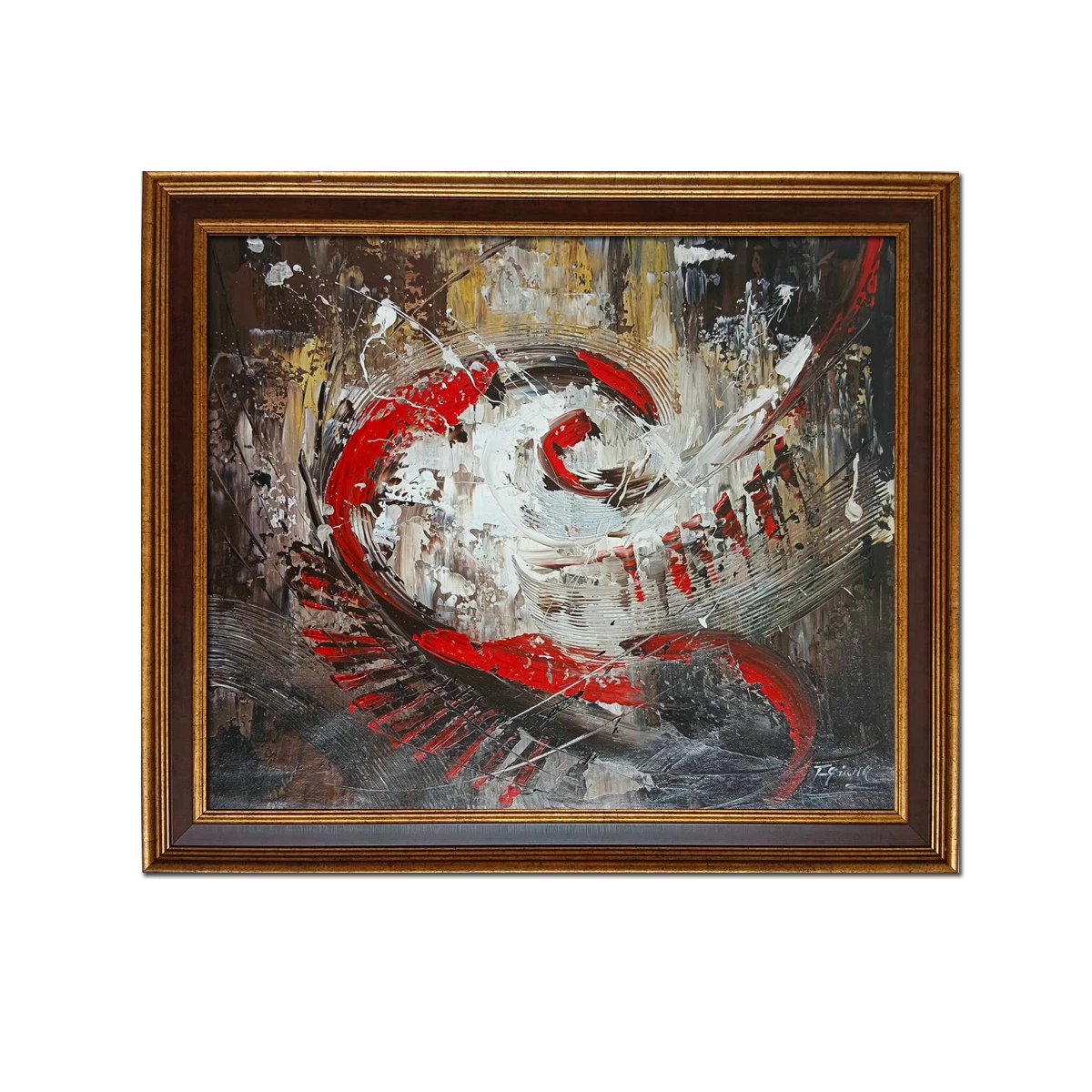 

Golden Framed-Hand Painted Colorful Abstract Oil Painting on Canvas Modern for Living Room Home Artwork Wall Art Decor