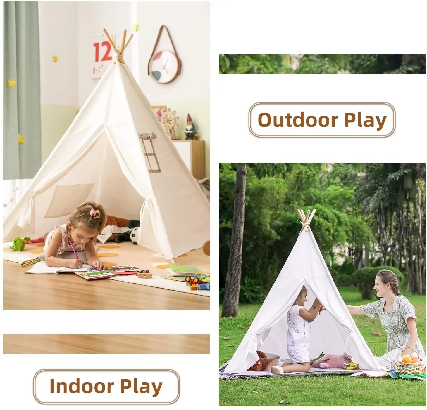 1.35m Tent For Kid Play House Wigwam for Children Portable Children Tipi Tents Teepee Tipi Infantil Kid Tent Girl Play Room 4
