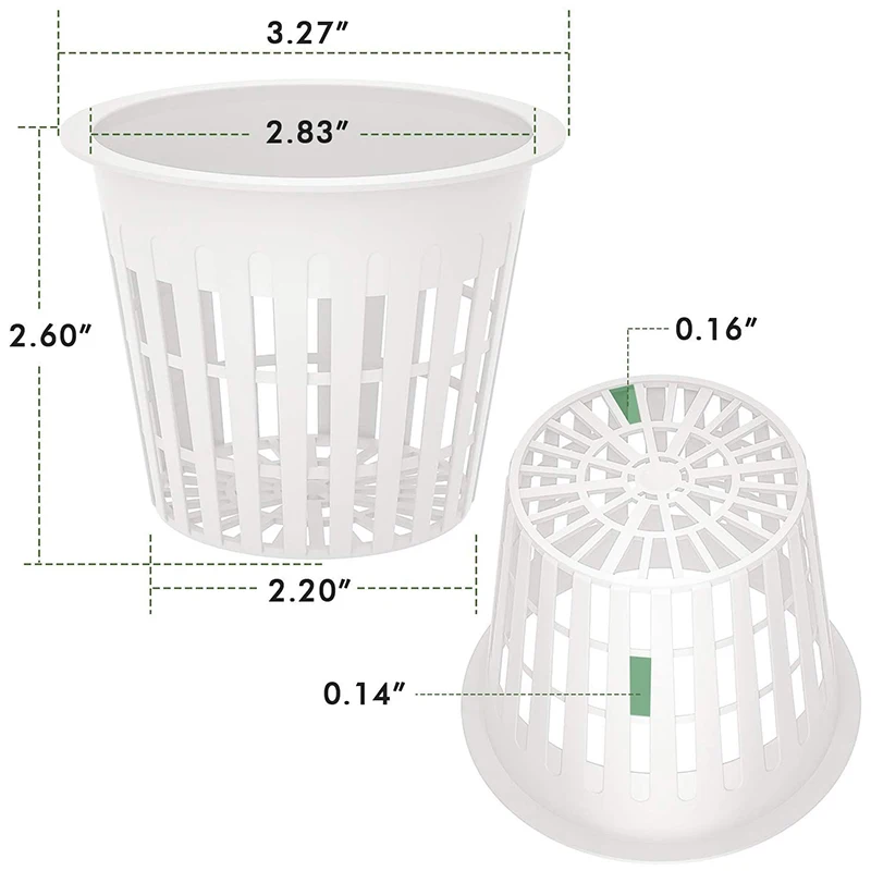 3 Inch Net Cup Hydroponic Tank, 50Pack Hydroponic Planting Basket, Used For Hydroponics, Slotted Mesh, Black And White