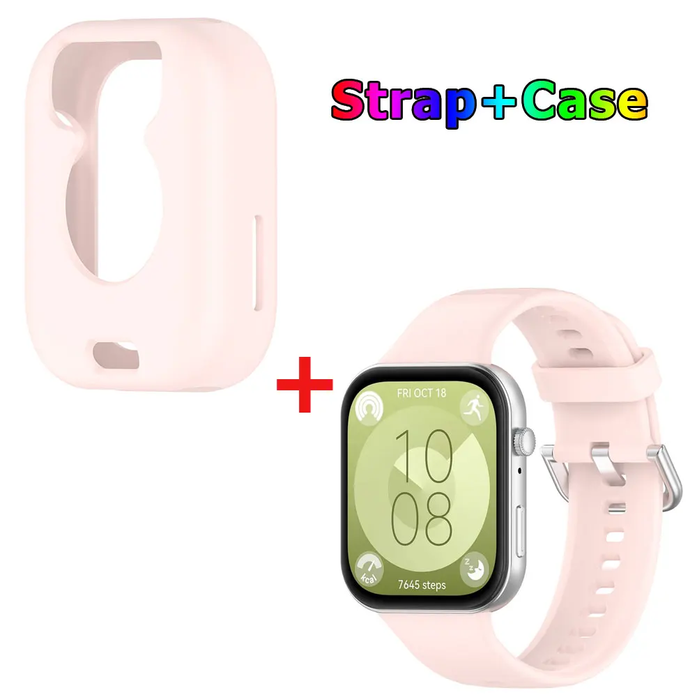 Silicone Watch Strap with Protective Case for Huawei Watch Fit 3: All-In-One Band and Screen Protector Combo