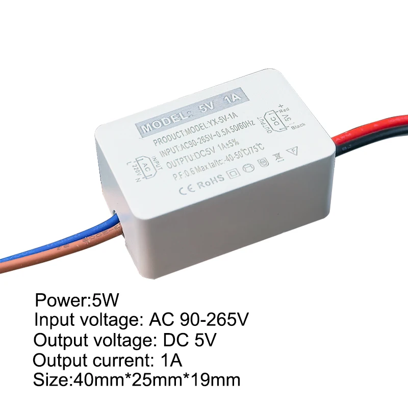 LED Power Supply DC 5V Transformer Switch Driver Output current 1A 2A Adapter For CCTV AC110V-220V 5W 10W