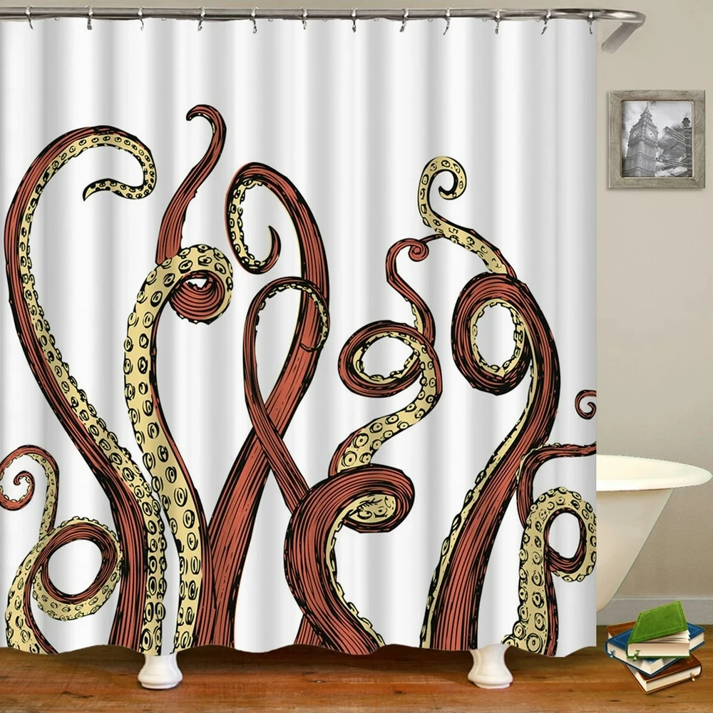 

Sea animal Octopus shower curtain Sea Monster Nautical Sailboat Bath Shower curtain curtain bathroom waterproof decor