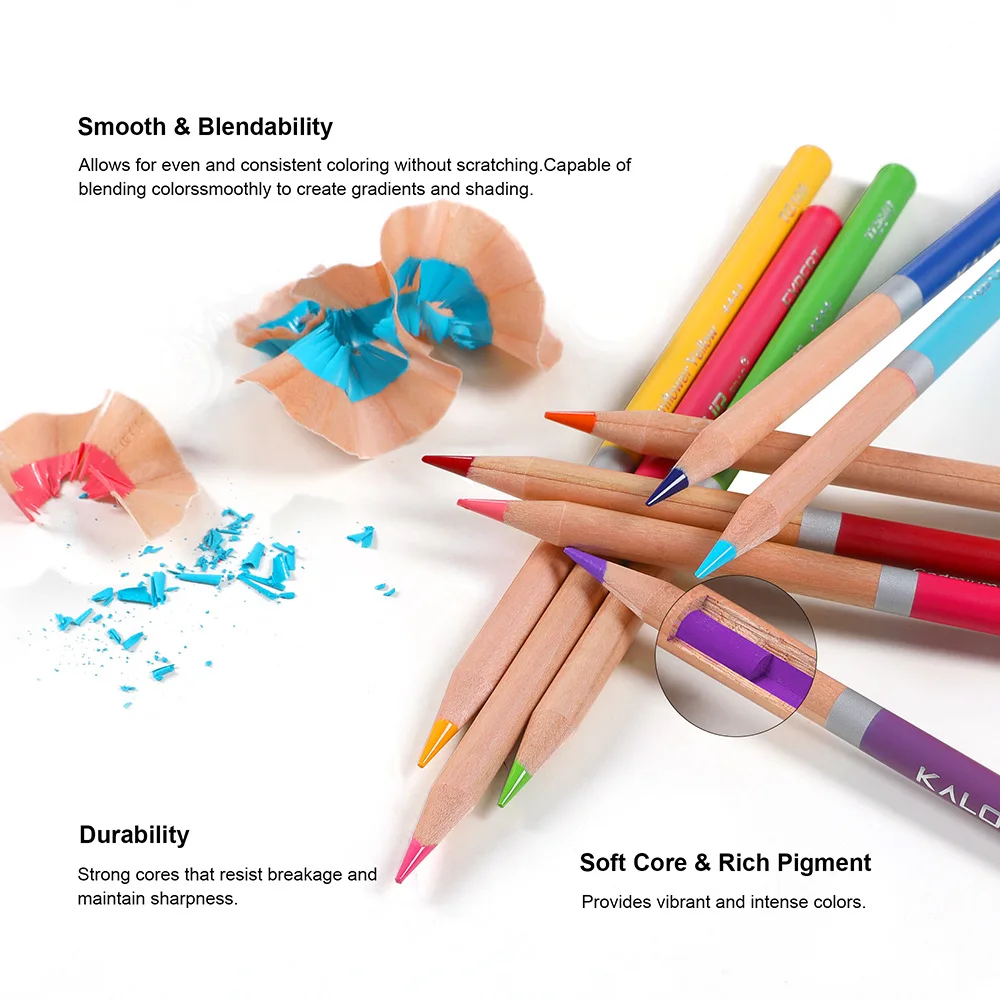 KALOUR 72 Colors Artists Colored Pencils Set, Oil-Based Soft Core, Vibrant Colors for Drawing, Sketching and Coloring 3