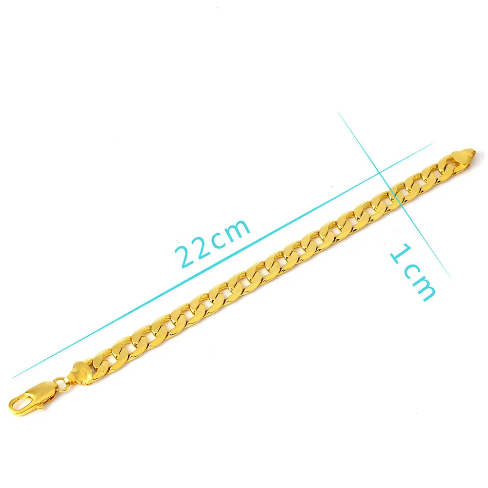 Mens Women'S Boys Kids 18Ct Gold Filled Curb Chain Bracciale Range Solid Heavy