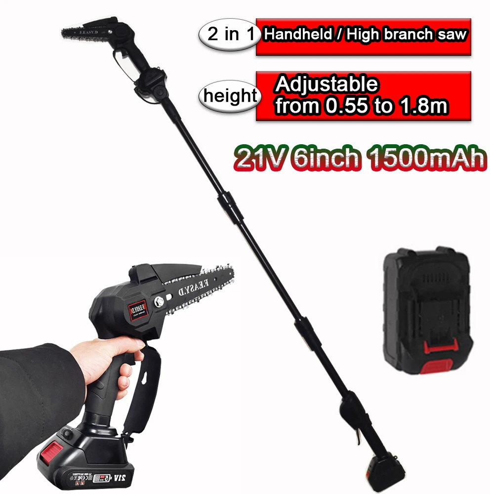 21V 6inch Chainsaw Electic Pruning Saws Tree Branch Garden Bonsai Cutting Trimmer 3Section