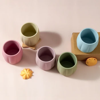 1PC Silicone Baby Cups Cartoon Pumpkin Water Bottle Drinking Sets For Baby Portable Kids Cup Liquid Storage For Children