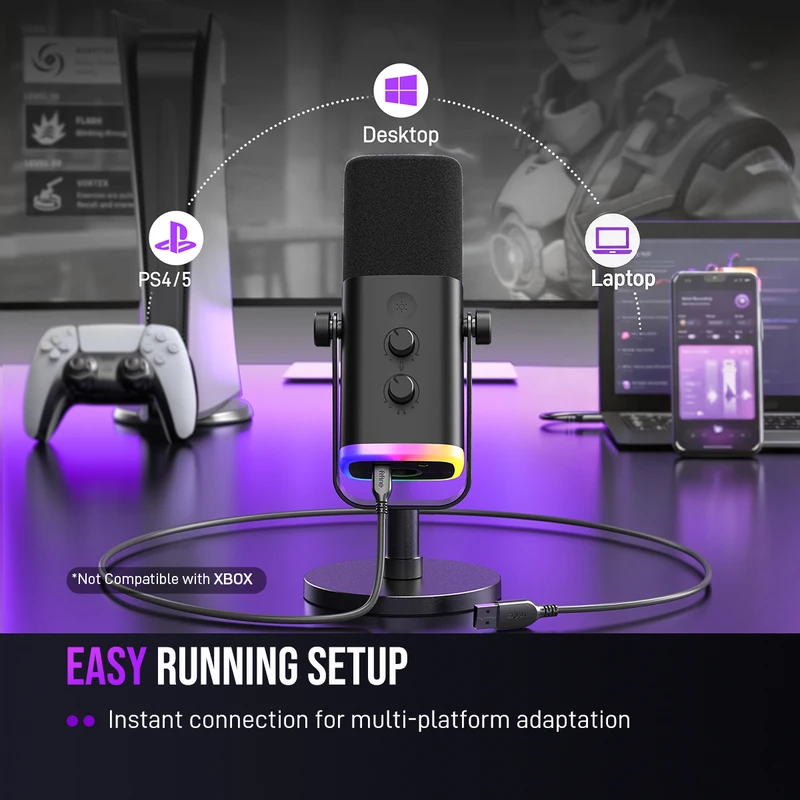 FIFINE USB/XLR Dynamic Microphone with RGB