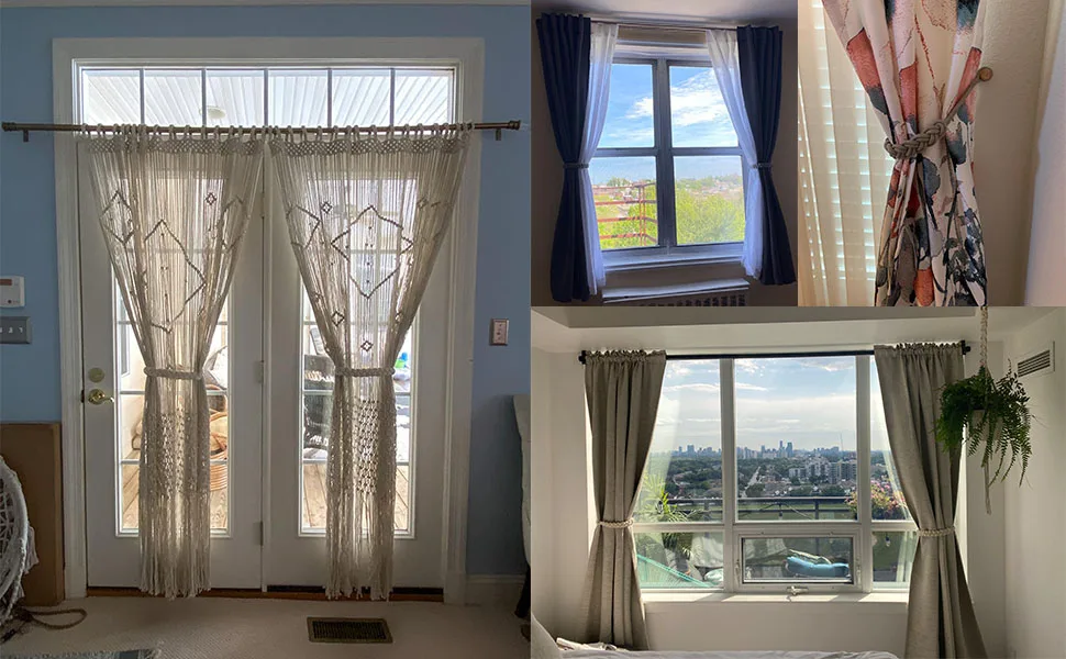 Description Picture 2 of item1Pc Handmade Magnetic Curtain Tieback Room Accessories Curtain Holder Clip Cotton Rope Strap Buckle Curtains Holdback Home Decor