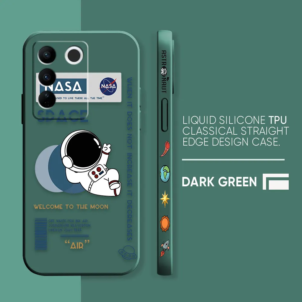 thumbnail image 1 of Case For VIVO S5 S6 S7 S9 S10 S15 S16 S16E T1 V15 V20 V23 PRO 5G Simple Liquid Silicone Case Funny Astronaut Spacewalk, 1 of 5