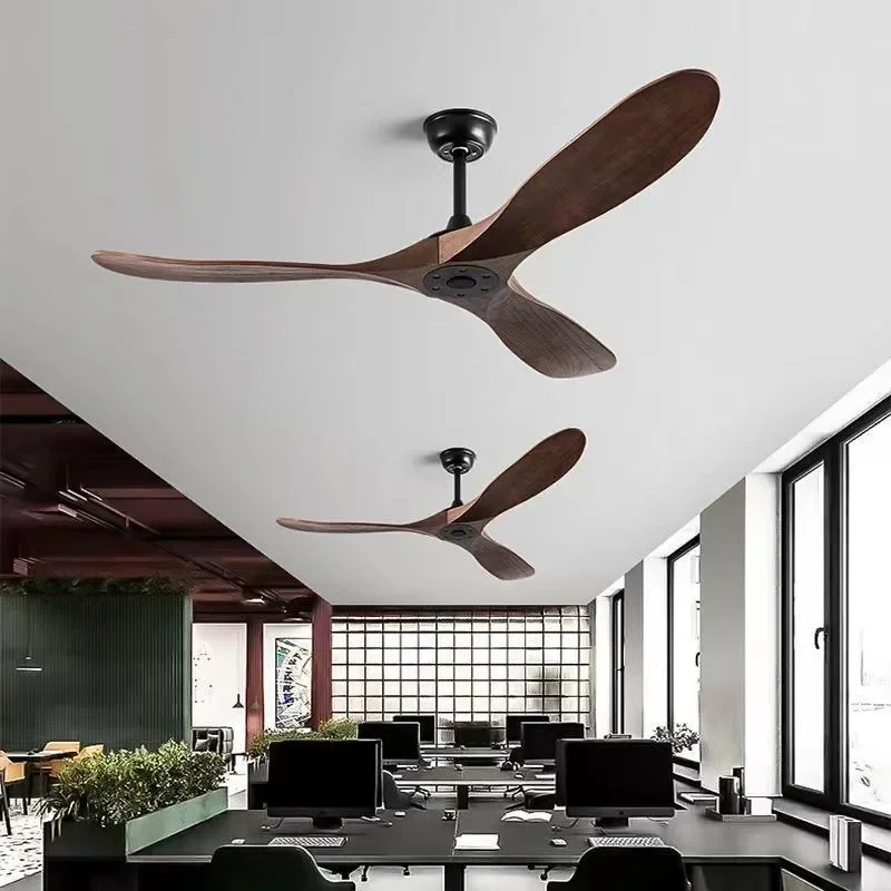 52 60 70 Inch Ceiling Fan Industrial Vintage Wooden Ventilator No Light Remote Control Decorative Blower Wood Retro Large Fans